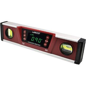 Calculated Industries 7210 AccuMASTER PRO Digital Torpedo Level and Protractor | 10" Inch | Neodymium Magnets | Bright LED Display | IP54 Dust/Water Resistant, Red