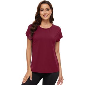 WiWi Women's Viscose from Bamboo Pajama Tops Soft Crew Neck Sleep Shirt Loose Short Sleeves T-Shirt S-XXL
