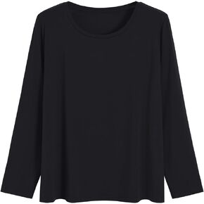 Latuza Women's Petite Tops Bamboo Viscose Long Sleeve Pajama Sleep Shirt