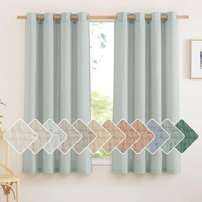 NICETOWN Natural Linen Doorway Curtains 80 inches Long, Grommet Thick Linen Weave Semi Sheer Window Treatments Privacy Assured with Light Filtering for Bedroom/Side Door, W34 x L80, 2 Panels
