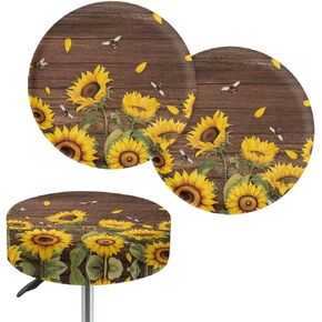 2 Pack Round Stool Seat Covers Chair Seat Cushion Slipcover Stretchy Stain Resistant Anti-Slip Breathable Barstool Protective Cover for Round Bar Stool, Beach Starfish Conch