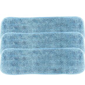 Professional Premium Microfiber Smooth Wet Cleaning Replacement Mop Pads, 18 inch, 3-Pack, Blue
