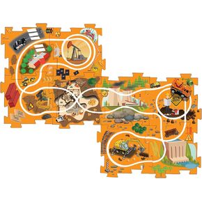 Puzzle Track Play Set - Battery-Operated Toy Vehicle & Floor Puzzle Play Mat - 16 Pc Sets - School Bus Themed Vehicle - Interchangeable Tracks - Create Up To 50 Combinations - by Ideas In Life