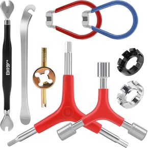 9Pack Bike Spoke Wrench Tool Kit, Including Round Bicycle Spoke Wrench, Spoke Wrench with Handle, Double-Headed Wrench, Y-Type Hex and Socket Wrench