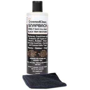 Black Plastic Vinyl Trim Restorer Protective Finish Long Lasting Car & Truck Polish Refreshing Agent for Various Surfaces UV Blocking Restoring Solution – 12 Ounces - Premium Microfiber Cloth Included