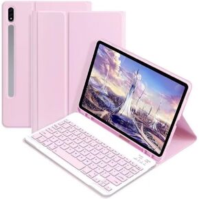 AnMengXinLing Galaxy Tab A8 10.5inch Tablet Case with Keyboard, Candy Colors Slim Protective Cover with Magnetic Detachable Keyboard with S Pen Holder for Tab A8 10.5" SM-X200/X205/X207，Black