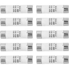 10Pcs Cartridge, High Breaking Capacity Slow Blow Cylinder with Indicator Device, 10x38 380-500VAC 2A Blow Tube