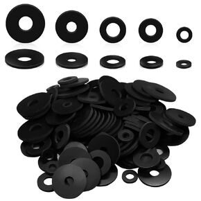 120 Pcs Rubber Washer Kit, 12/18/20/25/30mm Rubber Flat Washer Heavy Duty Rubber Washers for Bolts, Rubber Grommets Bolts for Screws Household Plumbing Appliances Faucets Glass Shower Door(White)