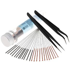 3D Printer Nozzle Cleaning Tool Kit - 0.4mm 0.35mm Needles Tweezers Filament Clog Cleaner Accessories Part Drill Bits 27pcs Mika3D