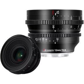 7artisans 12mm T2.9 Cine Lens for FUJIFILM-FX Mount Cinema Lens APS-C Prime Lens Large Aperture Ultra Wide Angle T2.9-T16 for Fujifilm XM-H/XP/XE/XA/XT/XS Series