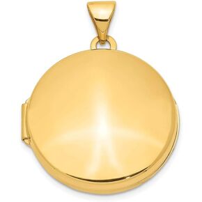 Charm Pendant 14K Yellow Gold Locket 28 mm 21 20Mm Round Plain Domed