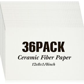Ctosree 36 Pcs Ceramic Fiber Paper Insulation Gasket or Liner for Kiln White High Temperature Kiln Paper Microwave Ceramic Paper for Stove Fireplace Glass Fusing (12 x 12 x 1/16 Inch)