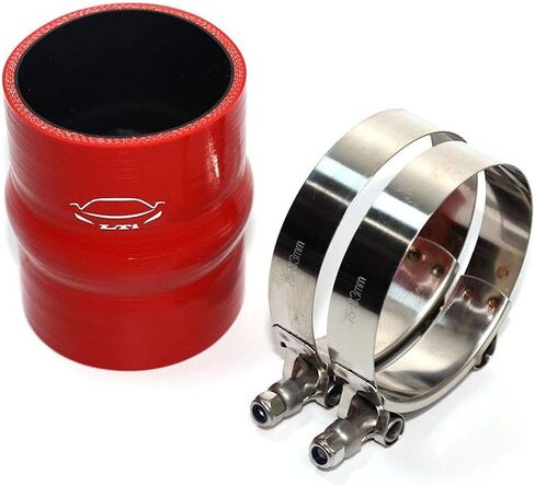 LTI Universal (70mm) 2.75" ID Straight Hump Coupler Silicone Hose 4-Ply Reinforced 102mm Length With T Bolt Clamp 304 Stainless Steel (2.75" Red) in Saudi Arabia