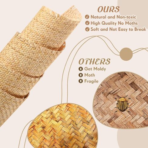14" Width x 4.92 Ft Natural Cane Webbing V Shape Brown Cane Webbing Roll Rattan Material Mesh Rattan Roll Caning Supplies for Caning Projects Furniture Chair Cabinet Ceiling Basket in Saudi Arabia