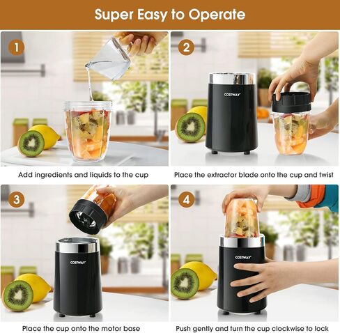 خلاط كوستواي نوتري، قاعدة 1000 واط للعصائر والمخفوقات والعصائر، خلاط شخصي، أسود in Kuwait