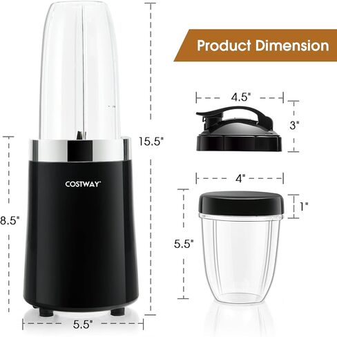 خلاط كوستواي نوتري، قاعدة 1000 واط للعصائر والمخفوقات والعصائر، خلاط شخصي، أسود in Kuwait