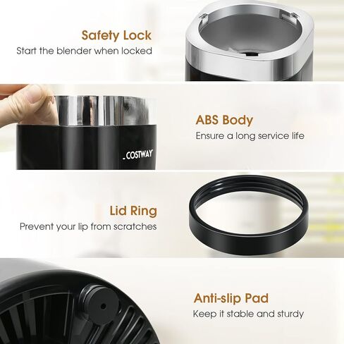 خلاط كوستواي نوتري، قاعدة 1000 واط للعصائر والمخفوقات والعصائر، خلاط شخصي، أسود in Kuwait