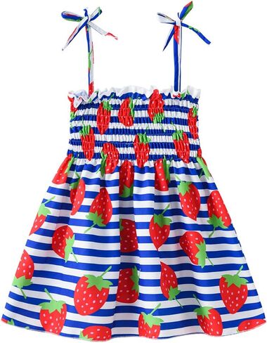 Toddler Baby Girl Summer Outfit Sunflower Dino Dresses Butterfly Princess Sundress Age 1-6 Years in Kuwait