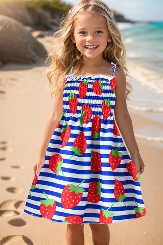 Toddler Baby Girl Summer Outfit Sunflower Dino Dresses Butterfly Princess Sundress Age 1-6 Years in Kuwait