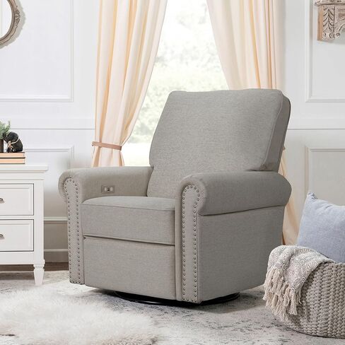 NAMESAKE Linden Electronic Recliner and Swivel Glider in Performance Cream Eco-Weave with USB port | Water Repellent & Stain Resistant, Greenguard Gold Certified, 36.25x34x40.25 Inch (Pack of 1) in Saudi Arabia