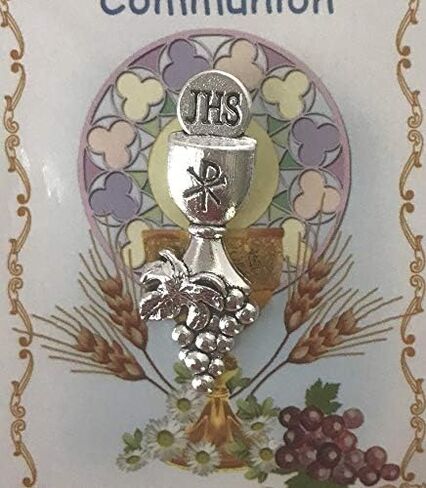 First Communion Lapel Pin on Prayer Card, 3 Inch in Saudi Arabia