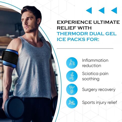 Reusable Ice Packs - Waterproof & Microwavable Dual Gel Ice Pack for Neck, Knees, Ankle, Back, & Shoulder - 26x15 cm Soft Fleece Pouch & Adjustable Straps for Hot and Cold Compress - Double Pack in Saudi Arabia