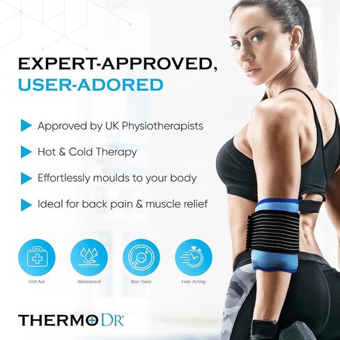 Reusable Ice Packs - Waterproof & Microwavable Dual Gel Ice Pack for Neck, Knees, Ankle, Back, & Shoulder - 26x15 cm Soft Fleece Pouch & Adjustable Straps for Hot and Cold Compress - Double Pack in Saudi Arabia
