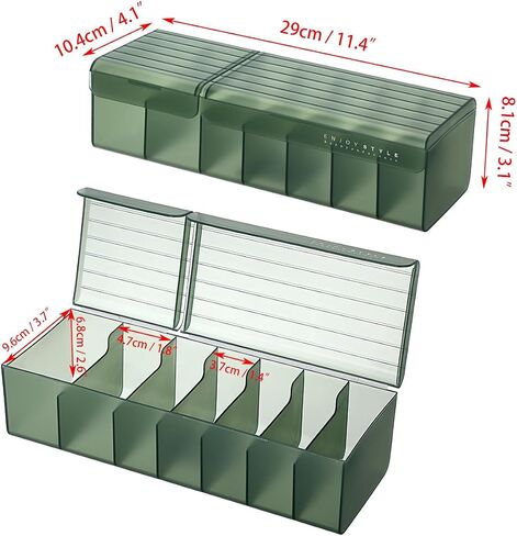 BTSKY Plastic Cable Organizer Box Charging Cable Organizer with 2 Lids 7 Compartments Cord Organizer Box with Ties & Labels, Small Desk Electronic Accessories Storage Organizer Green in Saudi Arabia