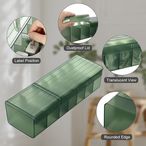 BTSKY Plastic Cable Organizer Box Charging Cable Organizer with 2 Lids 7 Compartments Cord Organizer Box with Ties & Labels, Small Desk Electronic Accessories Storage Organizer Green in Saudi Arabia