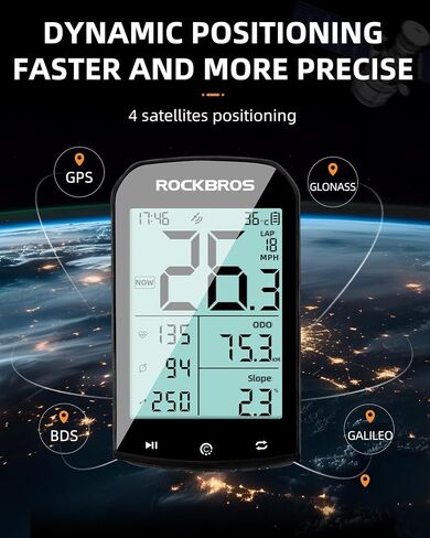 ROCKBROS Bike Computer Wireless Cycling Computers ANT+ Bluetooth Bicycle Computer Mini Speedometer Odometer Waterproof 2.9inch LCD Screen GPS/BDS/Galileo Position System in Saudi Arabia
