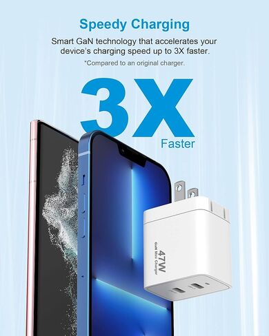 كتلة شاحن حائط XTREMTEC مزدوج USB من النوع C للشحن السريع، محول طاقة صغير قابل للطي بقدرة 47 وات، متوافق مع Apple iPhone 15 series iPhone Etc، Samsung AFC/2.0A/BC1.2، PD3.0/2.0، FCP/SCP إلخ (أخضر) ) in Kuwait