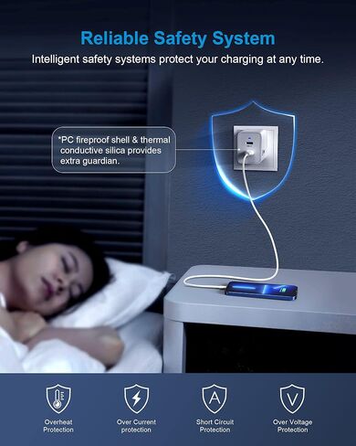 كتلة شاحن حائط XTREMTEC مزدوج USB من النوع C للشحن السريع، محول طاقة صغير قابل للطي بقدرة 47 وات، متوافق مع Apple iPhone 15 series iPhone Etc، Samsung AFC/2.0A/BC1.2، PD3.0/2.0، FCP/SCP إلخ (أخضر) ) in Kuwait