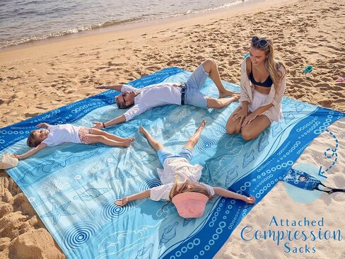WEKAPO Beach Blanket Waterproof Sandproof Oversized - 11 Ft X 9 Ft Large Sand Free Beach Mat with Stakes, Essentials for Outdoor Beach, Picnic, Travel (Sea Turtle, 11 X 9 FT (1~10 Person)) in Saudi Arabia