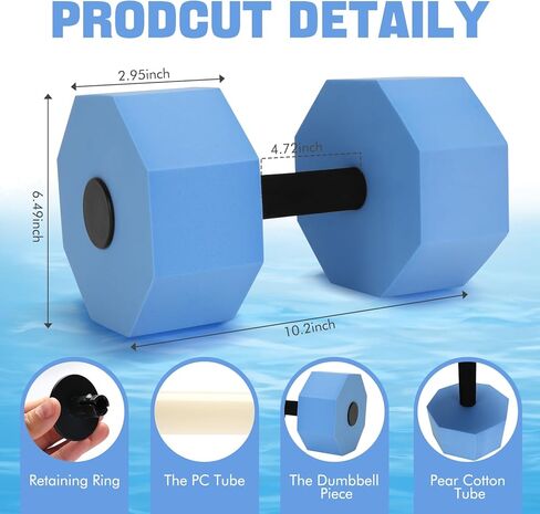 Water Dumbbells Set for Pool Weights, Aquatic Exercise Dumbbells, Foam Swim Aquatic Cuffs with Detachable Velcro - Aquatic Fitness Equipment for Water Workouts, Water Aerobics Weights & Therapy in Kuwait