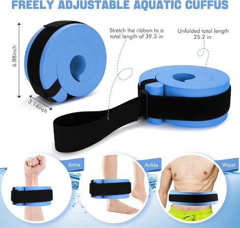 Water Dumbbells Set for Pool Weights, Aquatic Exercise Dumbbells, Foam Swim Aquatic Cuffs with Detachable Velcro - Aquatic Fitness Equipment for Water Workouts, Water Aerobics Weights & Therapy in Kuwait