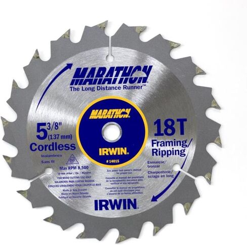 IRWIN Tools MARATHON Carbide شفرة منشار دائرية لاسلكية، 5 3/8 بوصة، 18T ممشط (14015) in Saudi Arabia