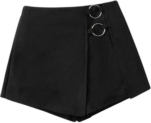 OYOANGLE Girl's Ring Linked Elastic Waist Skorts Shorts Asymmetrical Hem Short Skirts in Saudi Arabia
