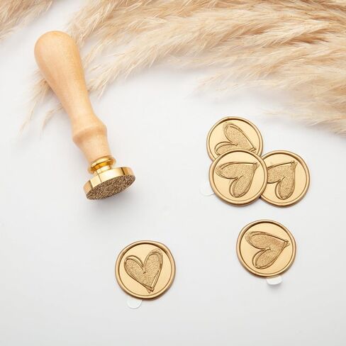50 Pcs Wax Seal Stickers Antique Gold Frosted Heart Envelope Seal Stickers for Wedding/Bithday/Baby Shower/Thanksgiving/Invatation/Bussiness Envelope Sticker in Saudi Arabia