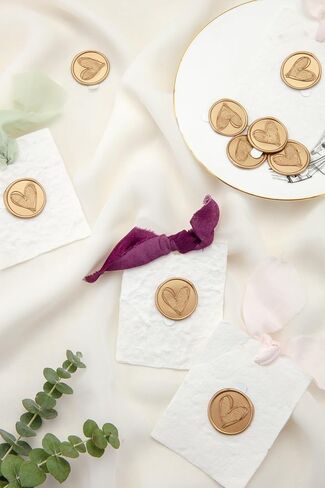 50 Pcs Wax Seal Stickers Antique Gold Frosted Heart Envelope Seal Stickers for Wedding/Bithday/Baby Shower/Thanksgiving/Invatation/Bussiness Envelope Sticker in Saudi Arabia