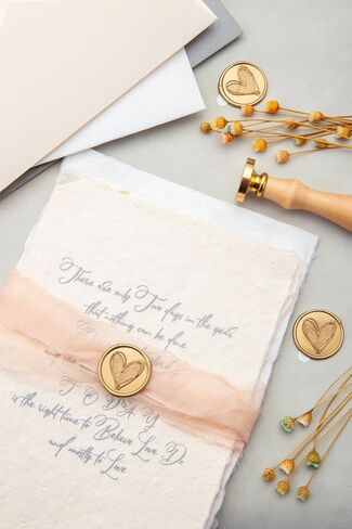 50 Pcs Wax Seal Stickers Antique Gold Frosted Heart Envelope Seal Stickers for Wedding/Bithday/Baby Shower/Thanksgiving/Invatation/Bussiness Envelope Sticker in Saudi Arabia