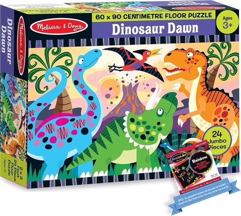 Melissa & Doug Dinosaur Dawn: 24-Piece Floor Puzzle + Free Scratch Art Mini-Pad Bundle [44257] in Saudi Arabia