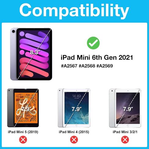 حافظة لوحة المفاتيح لجهاز iPad Mini 6 2021، حافظات غطاء حماية للوحة المفاتيح اللاسلكية قابلة للفصل لجهاز iPad Mini 6 2021 مقاس 8.3 بوصة - أسود in Saudi Arabia