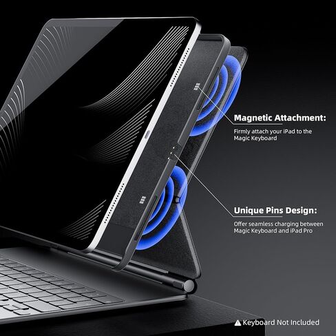 حافظة Mytrix iPad Pro مقاس 12.9 بوصة متوافقة مع لوحة المفاتيح السحرية ولوحة المفاتيح الذكية، غطاء مغناطيسي نحيف مع حامل أقلام لجهاز iPad Pro 12.9 بوصة الجيل الثالث إلى السادس (لوحة المفاتيح غير متضمنة) - أسود in Kuwait