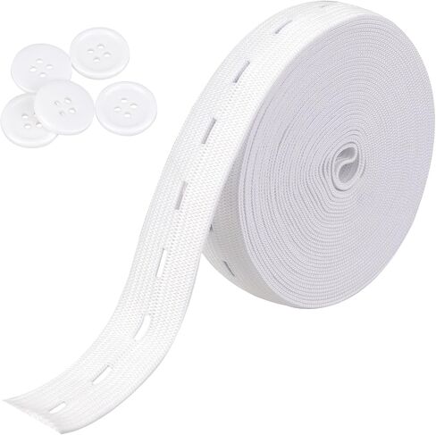 Flat Sewing Band with Buttonholes,3/4 Inch Elastic Band String Strap Cord High Elasticity Knit Fabric Bands Spool Pant Waist Tightener for Clothing,Wig,Belt,DIY Craft Sewing Supplies (Black,5.5 Yards) in Saudi Arabia