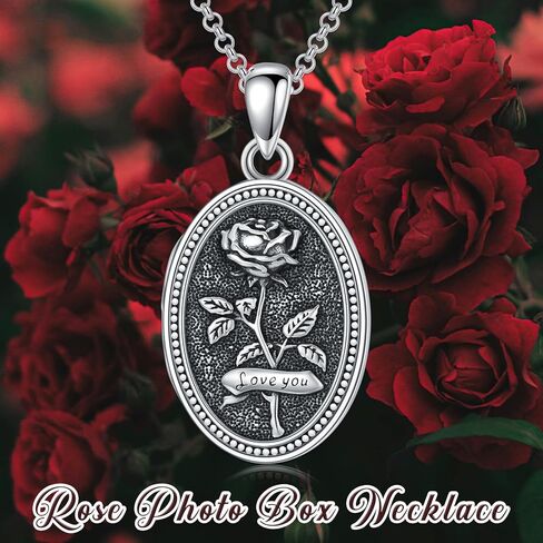 ارتفع المنجد قلادة للنساء الاسترليني الفضة المنجد خمر، الصورة المنجد قلادة البيضاوي روز قلادة مجوهرات هدايا لعيد ميلاد عيد الميلاد عيد الأم in Kuwait