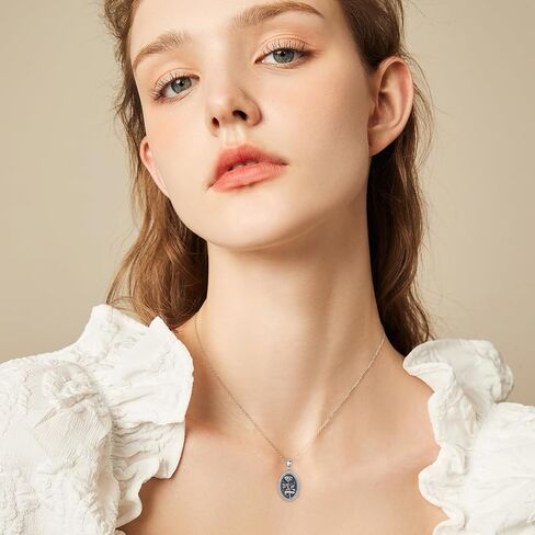 ارتفع المنجد قلادة للنساء الاسترليني الفضة المنجد خمر، الصورة المنجد قلادة البيضاوي روز قلادة مجوهرات هدايا لعيد ميلاد عيد الميلاد عيد الأم in Kuwait