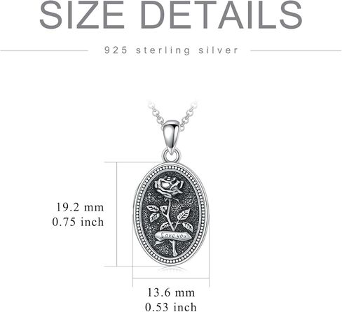 ارتفع المنجد قلادة للنساء الاسترليني الفضة المنجد خمر، الصورة المنجد قلادة البيضاوي روز قلادة مجوهرات هدايا لعيد ميلاد عيد الميلاد عيد الأم in Kuwait