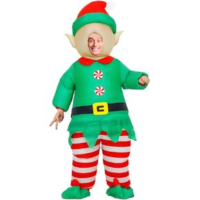 MXoSUM Inflatable Christmas Elf Snowman Costume for Adult Funny Blow up Santa Claus Gingerbread Man Costume in Kuwait