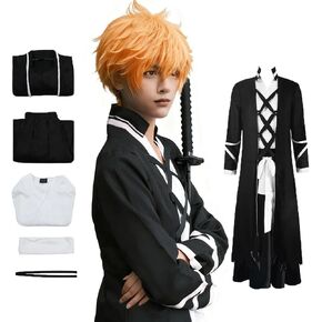 Kurosaki Adult Full Set Cosplay Kurosaki Samurai Kimono Costumes Plus Size Black Kimono Uniform for Halloween Party in Saudi Arabia