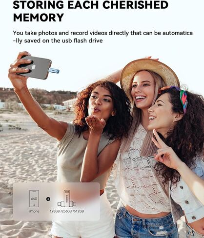 محرك أقراص فلاش سعة 128 جيجابايت معتمد من MFi لـ iPhone Photo Stick، محرك أقراص USB الإبهام، عصا ذاكرة عالية السرعة USB لتخزين الصور لجهاز iPhone USB Stick متوافق مع iPhone/iPad/Android/PC in Kuwait